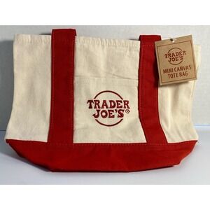 RARE Limited Edition Trader Joe's Mini Canvas Tote Bag Holiday 2025 Christmas
